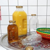 레트로 주스병 냉장도 보리차 물병 델몬트 훼미니 옛날 유리병 홈카페 소품 잡화, 180ml