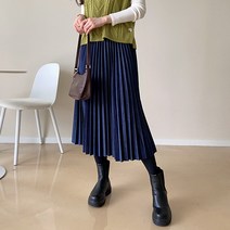 데일리앤 밴딩 플리츠 롱 벨벳 스커트 하객룩 주름치마 더슨
