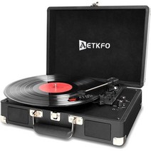 턴테이블 블루투스 스피커 레코드 LP 플레이어 레트로 감성, 블랙