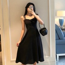 [일상도감] 블랙 쓰리끈나시 롱 원피스