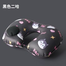 폴딩가능 유형 여행 보호대 경추베개 펌핑식 취침 목쿠션, T04-블랙 둘 밀크실크 선택하세요