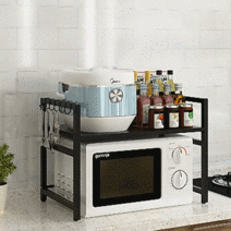 전자레인지선반 밥솥 수납장 밥통다이 전자렌지장, 블랙3단