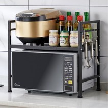 주방 탕비실 매점용 넓이조절 소형 가전 전자레인지 선반 PX용, 렌지선반2단(블랙)