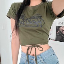 비로라스트랩프린팅크롭반팔티CT