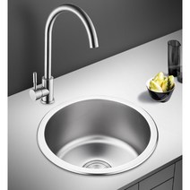 미니 스텐 세면대 싱크볼 수전 풀세트 타원형 원형 캠핑카 카라반 설치 모던 싱크대 개수대, N