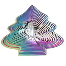 금속 3D 스피너 차임 침실 실내 방 야외 장식 하트 스퀘어 드롭 모양 조각 공예 회전 윈드차임 101547, 무지개 25X33.5CM
