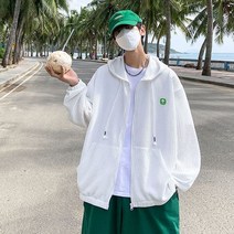 FANSYLI 남성 자외선 차단 코트 루즈핏 캐쥬얼 통기성 여름점퍼 그물후드집업 점퍼 W3F11