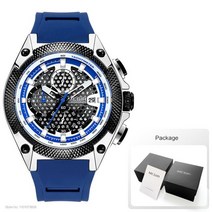 등산 시계 군용 Megirl-럭셔리 남자 블루 실리콘 스트랩 쿼츠 손목 시계 남자 톱 브랜드 밀리터리 크로노, 05 Blue-Box