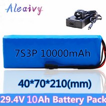 전기 자전거 킥보드 배터리 리튬이온 24v 7s3p 29.4v 10ah 팩20a 포함 스쿠터 전동 휠체어용 균형 bms, 24v 10ah 및 충전기, 1개