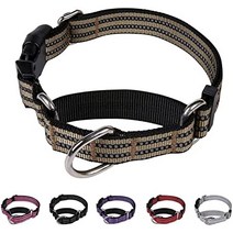 강아지훈련용품 마틴게일 개 목걸이 - 소형 중형 대형견용 강아지에 적합한 조절 가능한 나일론 훈련용 개 목걸이 퀵 릴리스 버클이 있는 반사 개 목걸이., m-1wied for 13.5-16.5목, 갈색