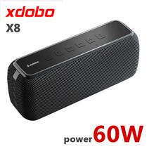 100% XDOBO X8 블루투스 스피커 빅 파워 60W 무선 컬럼 방수 DSP 서브 우퍼 뮤직 센터 음성 어시스턴트 660, Black X8 60W