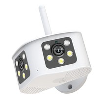 RIUQIMO 방범 카메라 2안 렌즈 옥외 무선 4K wifi유선 접속 660만 화소 165도 광각 야간 암시 LED 탑재 양방향 음성 픽처 인 픽쳐 사이렌 IP66 방수(화이트)