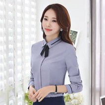 뷰린홈 화이트 긴팔셔츠 여 오피스룩+블랙 보타이 D-0403