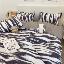 FANTASY Ins 간단한 레인보우 캔디 소녀의 하트 침대 4 피스 세트 씻은 면화 1.5m 퀼트 커버 침대 시트 3 피스 세트