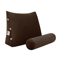 VERCART 침대 웨지 베개 조절 가능한 수면용 삼각 침대 받침대 허리 목 뒤 지지 베개 탈착식 커버 23.5인치 그레이, Velvet-brown, 23.5x8x20 Inch