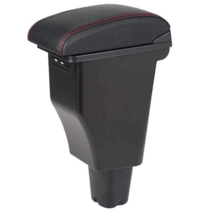 모닝팔걸이 기아 morning 자동차 경차 보관 콘솔 박스, 리얼 소가죽(블랙 레드 라인)