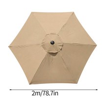 파라솔천갈이 텐트 폴리 에스터 교체 커버 파라솔 캐노피 태양 우산 유지 시원한 안뜰, 2m 카키 6본