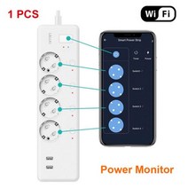 지그비 파워 스트립 에너지 모니터링 와이파이 스마트 USB 소켓 220V Eu 한국 플러그 투야 스마트 라이프 홈 알렉사 구글 얀덱스 스테이션, WiFi-1 PCS_100-240V | EU | 16A