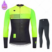 스페인 팀 겨울 보온 양모 사이클링 의류 남성 긴 소매 저지 정장 야외 승마 자전거 MTB 바지 점프 슈트, [07] XXL, [08] jersey set 8
