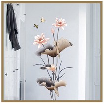 MEIISEO 벽지 홈 인테리어 집 벽 장식 호텔 장식 셀프, 우아한 회색 연꽃