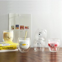 트래블앤쿡 애니멀 캐릭터 내열 이중유리컵 홈카페 우유컵 라떼컵, Smile Cat
