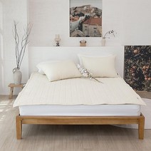 [천삼백케이] [천솜이] 비앙카 목화솜 초고밀도100수 순면침대패드2장(K 160 200), 베이지+펄화이트