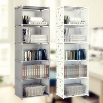 세로책장 좁은 조립형 북케이스 미니 3칸 4단 5단 책장, 10칸책장, 그레이