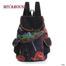 복조리백팩 스트링백 복주머니 버킷백 30대 40대 여성가방 miyahouse casual dragonfly and floral print canvas Backpack for