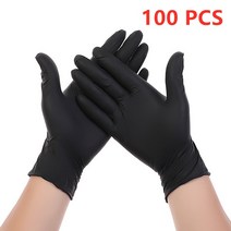 저무리 일회용 니트릴 장갑 합성 라텍스 고무 알레르기 무료 식품 주방 청소 작업 블랙 핑, 블랙 100PCS, 협동사, XS