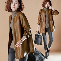 ajite 롱 인조가죽 코트 여성 캅스 가죽 자켓 빅사이즈 99++ 아우터 레더 점퍼 인기짱 라이더 점퍼 오버핏 레더쟈켓 봄 가을