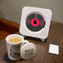 시디플레이어 벽걸이 cd플레이어 씨디피 휴대용 어학용 벽 장착형 cd 플레이어 서라운드 사운드 fm 라디오 블루투스 usb mp3 디스크 휴대용 음악 플레이어 원격 제어 스피커, 우리와 함께 흰색 플러그