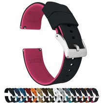 Barton 엘리트 실리콘 시계 밴드 - 퀵 릴리스 - 색상 가능 - 18 mm 19 mm 20 mm 21 mm 22 mm 23 mm 및 24 mm 시계 스트랩, 19mm, Black Top / Pink Bottom_19mm