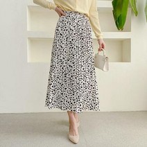 바보사랑 여자 레오파드 플리츠 페미닌 호피 쉬폰 롱치마.옷자락(무료배송)