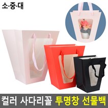 미니화분 꽃집 꽃포장 보이는 쇼핑백 컬러, 중 - 레드