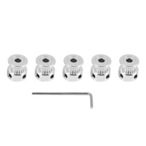 알루미늄 GT2 타이밍 벨트 풀리 톱니 20 개 5mm 너비 6mm 재조립용 렌치 3D 프린터 Prusa I3 5 개, 01 silver
