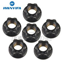 Wanyifa 티타늄 너트 M6M8M10M12M14M16 Torx 플랜지 육각 너트 오토바이 리어 액슬 6pcs, M6+Black