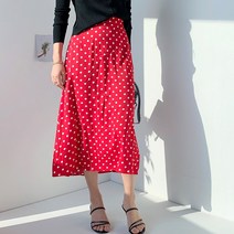 하이데일리 땡땡이 긴 밴딩 치마 버블 도트 롱스커트