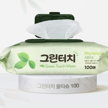 차량용 물티슈 국내생산 그린터치 얼룩없는 청소 100매 간편