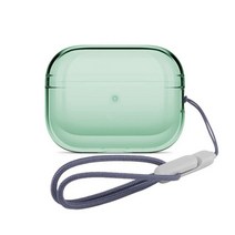 에어팟프로2 인케이스 스트랩 고품질 컬러풀 커버, Green with case