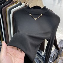 반목폴라티셔츠 유럽 화물 체인 반폴라 롱슬리브티 여성 겨울 가을 소프트 찰 이너 상의 3551076124