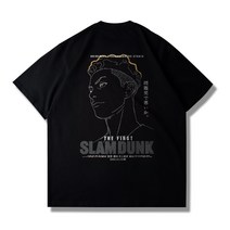 슬램 덩크 북산 5인방 그림 무거운 반소매 느슨한 티셔츠, 미야기 료타 블랙