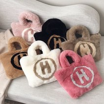 H로고 보송 밍크 페이크퍼 미니 토트백(+메탈 스트랩) 털 가방