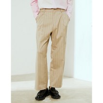 [헤지스 남성] [22SS] HZPA2A701I2 베이지 스트라이프 원턱 와이드 밴딩 팬츠
