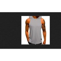 마라톤싱글렛 마라톤 상의 민소매 육상복 육상유니폼 탱크 탑 캐주얼 후드티 보디 빌딩 운동 조끼 남성용 근육 피트니스 셔츠, L, GRAY