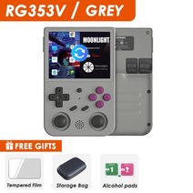 오락기 레트로 옛날오락기 가정용 오락실 게임기 ANBERNIC 휴대용 게임 플레이어 내장 시뮬레이터 20 개 유선 핸들 안드로이드 리눅스 OS RG353VS RG353V 35 인치, RG353VGrey+16GNo Games