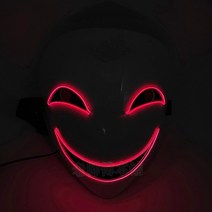 LED 무서운가면 음성변조 할로윈가면 할로윈분장 DJ마스크 인싸템 파티 공포 흰색스마일가면, 붉은색