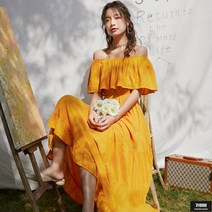 가바바 여성 롱원피스 2021 윈 숄더 바캉스 발리 원피스 G58318