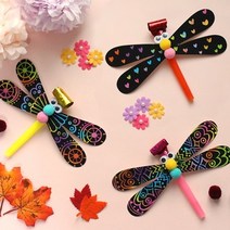 도토리디자인 스크래치 잠자리 피리 10set 그림 DIY