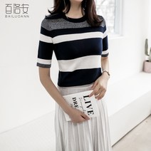 리빙케어 벨로암 티셔츠여성의류 여름반팔 블러킹 패치워크 반팔셔츠 라운드넥 명주실