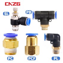 튜브 커넥터 공압 피팅 에어 퀵 호스 파이프 PC PL 엘보 1/8 1/4 3/8 수나사 4mm 6mm 8mm 암나사, [20] 12-04, [04] SL